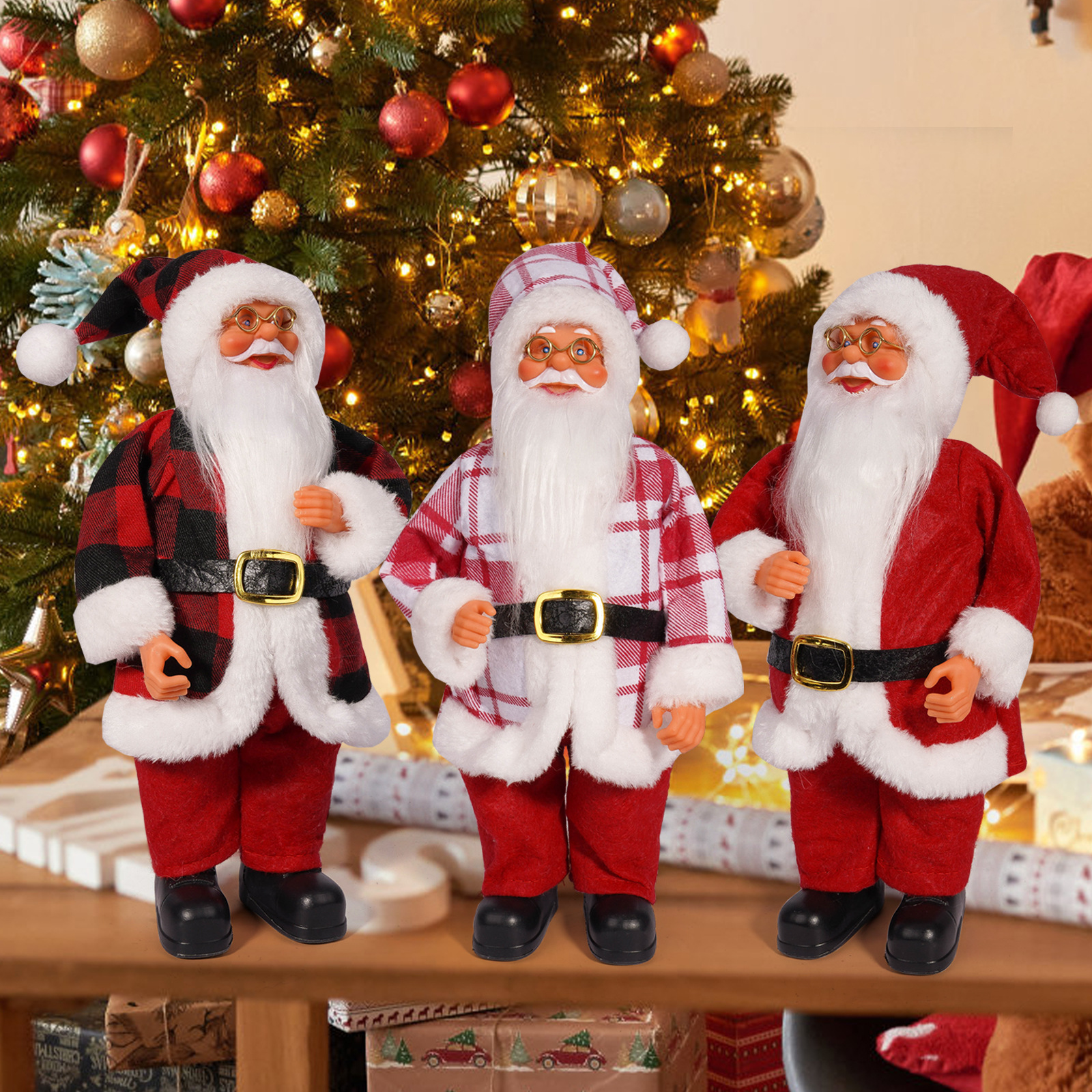 Cross border Christmas 12 inch Santa Claus cute creative holiday decoration left decoration realistic Santa Claus