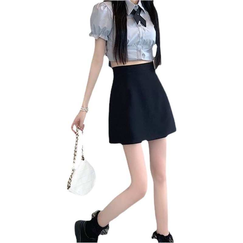 A- line skirt women's all-match skirt spring and summer new Four Seasons slimming 2024 high waist hip skirt wear short skirt