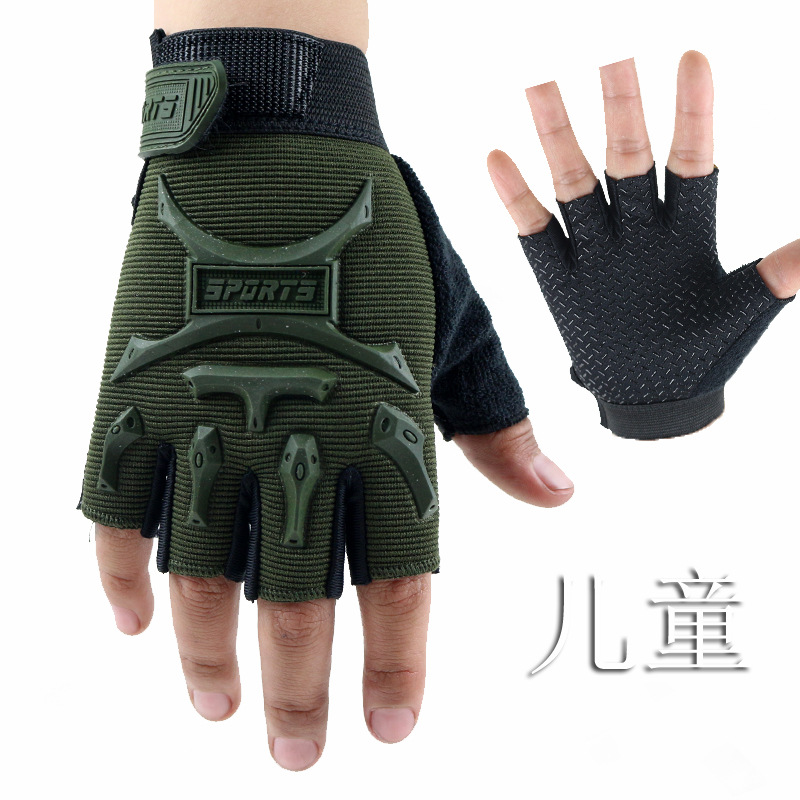 Picture of Children's seal half finger 5-13 weeks outdoor spring, summer and autumn mountain bike short finger sunscreen non-slip gloves
