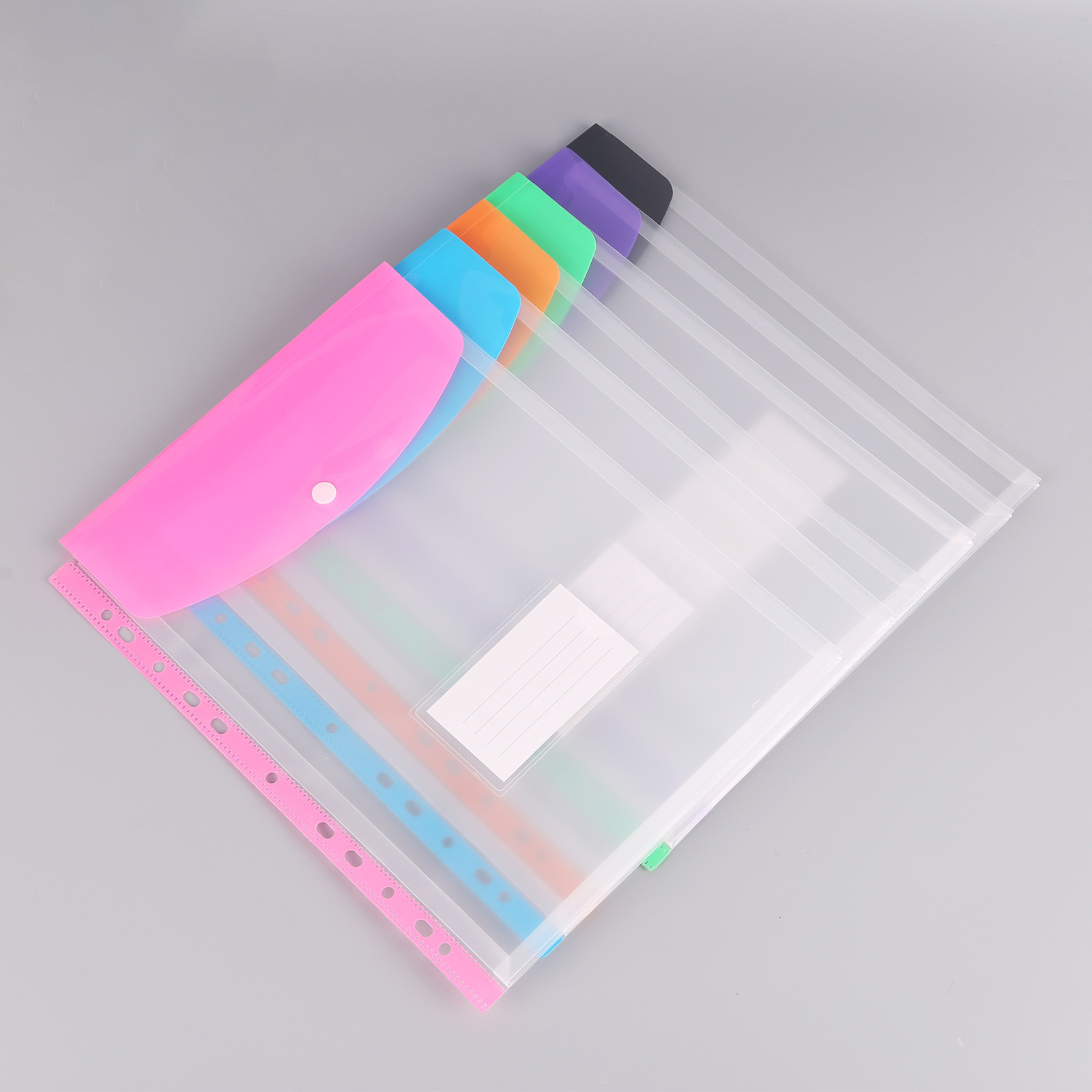 Picture of Cross-Border Hot-Selling Vertical Data Storage File Bag A4 11-Hole Loose-Leaf File Bag Pp Snap Plastic File Bag