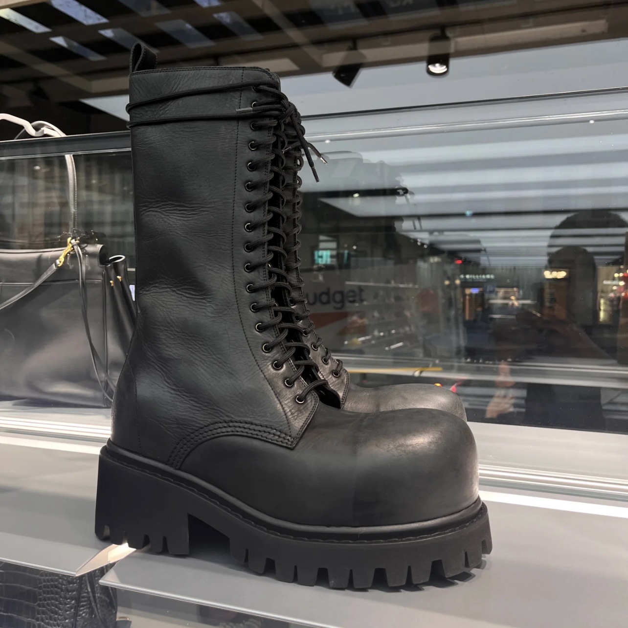 Super Cool Big-Toe Boots Women's Mid-Calf Boots 2025 New Thick-Heeled Thick-Soled Boots Lace-Up Work Boots