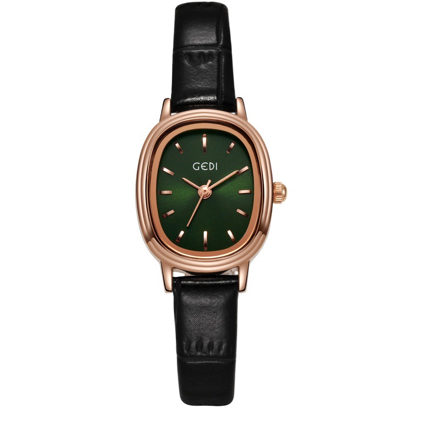Goldie Retro Simple Oval Student Watch Niche High-End Waterproof Women's Watch Genuine Leather Quartz Women's Watch