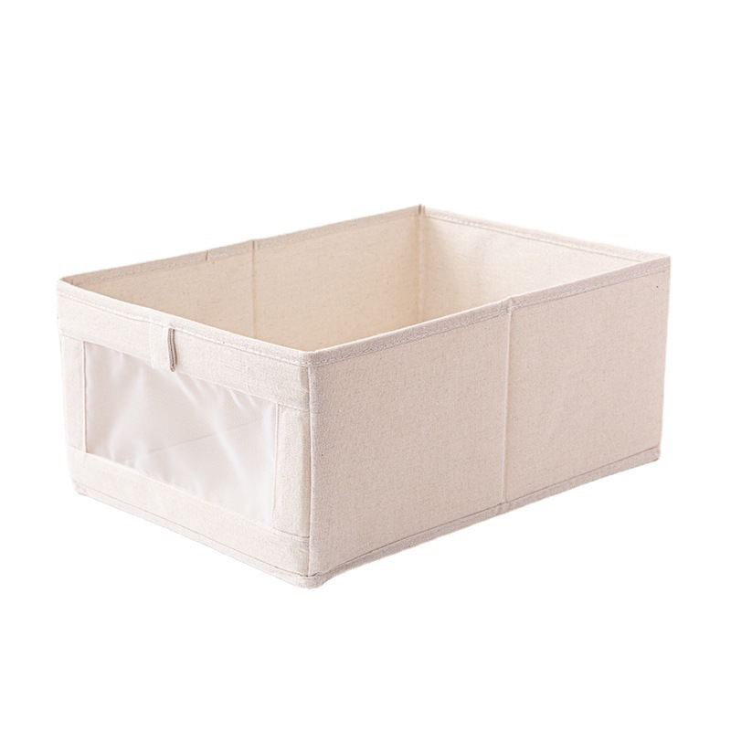 Picture of Cotton and linen fabric window clothing daily necessities storage drawer simple convenient toy socks storage multifunctional