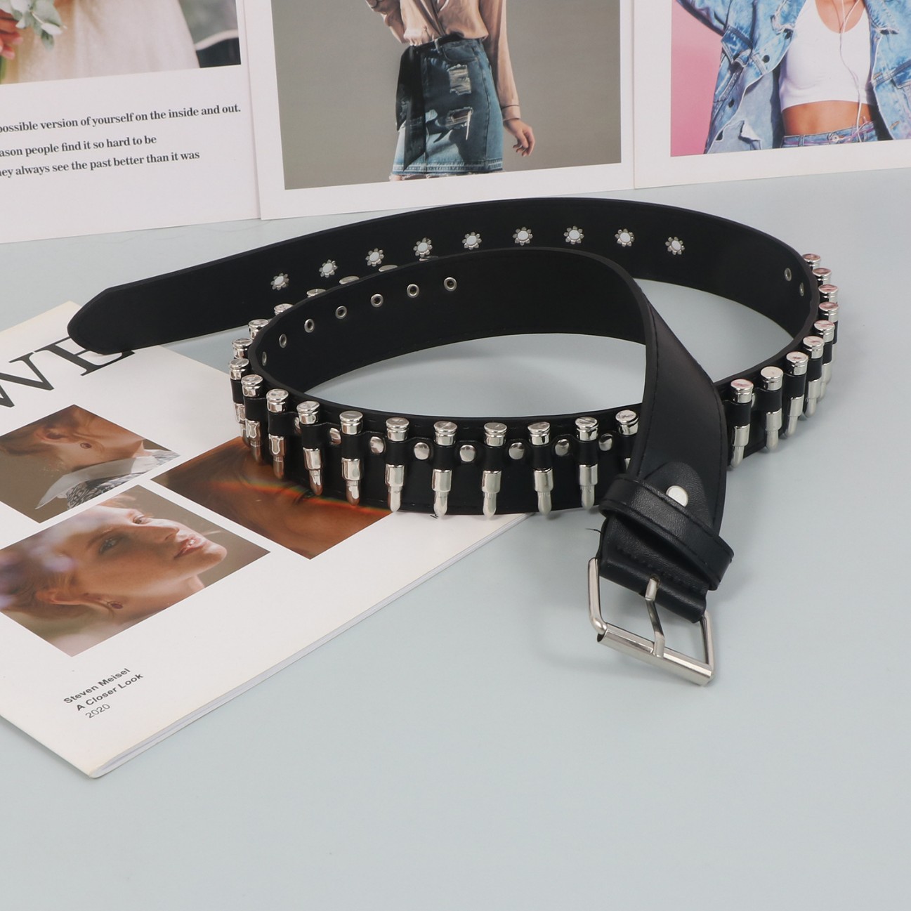 Rivet Belt Unisex Versatile Punk Style Bullet Belt Trendy New Personalized Decorative Pants Belt Dark Style