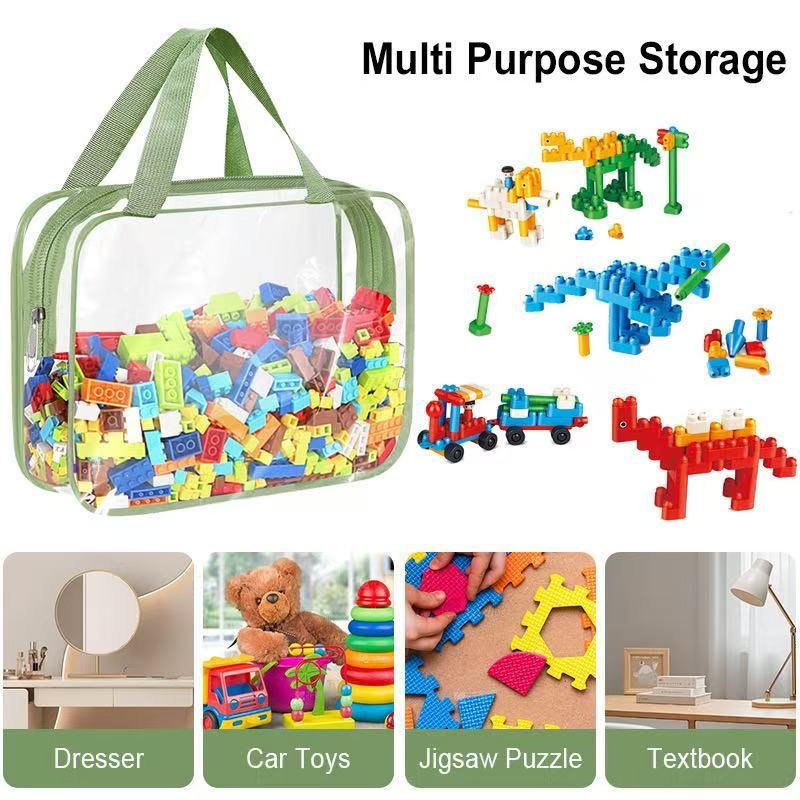 Cross-Border Supply of Pvc Transparent Double-Handheld Toy Storage Bag Cosmetic Bag Waterproof Business Trip Travel Storage Bag