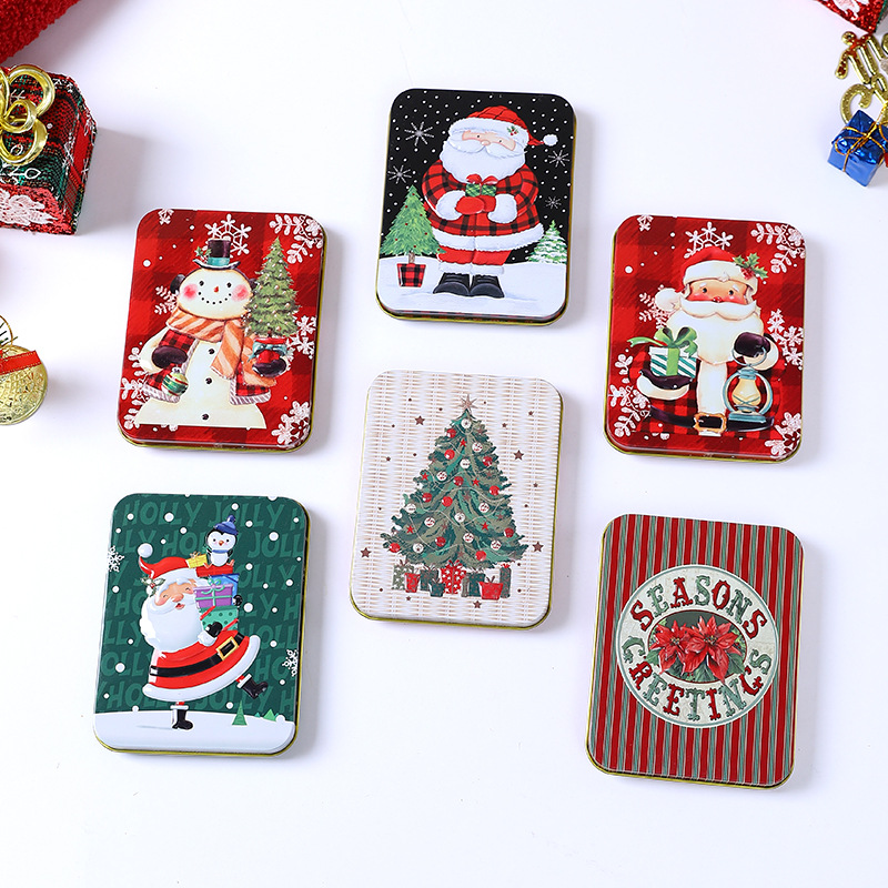 Christmas Gift Box Candy Cookies Small Card Sundry Storage Box Empty Box Rectangular Iron Box