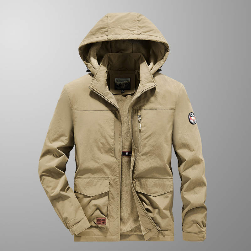 Explosions fleece-lined Thickened Cotton Jacket Coat Outdoor Windproof Waterproof Charge Clothes Men's Mid-length Mountaineering Suit Live