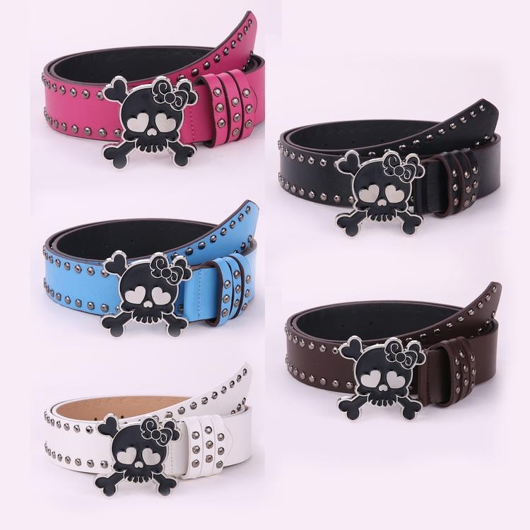 Punk Rock Ins Style Fashion Belt Female Skull Rivets Y2K Sexy Adjustable Belt Male and Female Skull