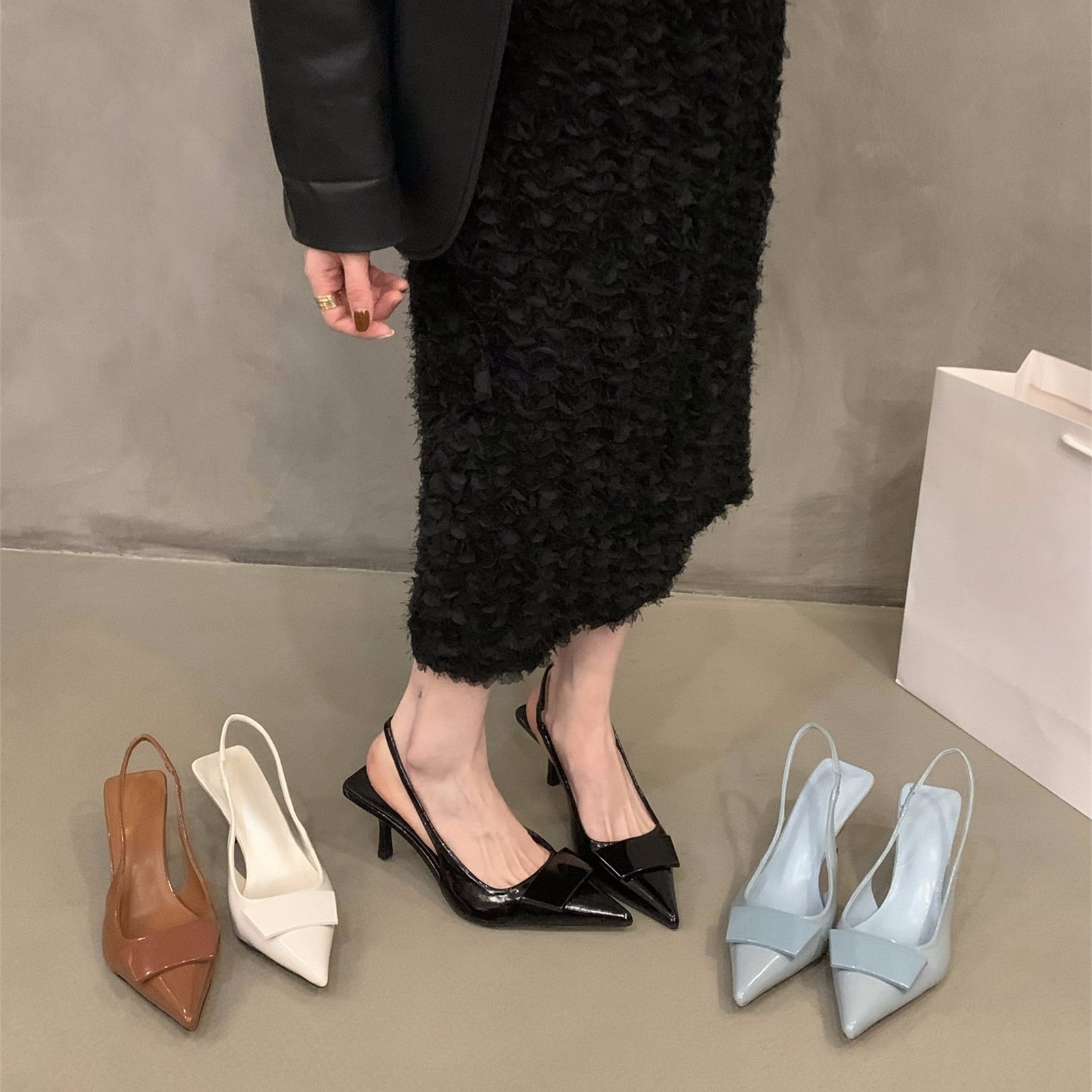 Niche French Black High Heels Toe Sandals Fairy Shoes 2024 New Spring and Summer Elegant Ladies Shoes