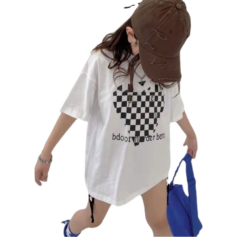 Girls' Summer Printed Short-sleeved T-shirt 2023 New Style Stylish Trendy T-shirt Children's Summer Loose Half-sleeved T-shirt