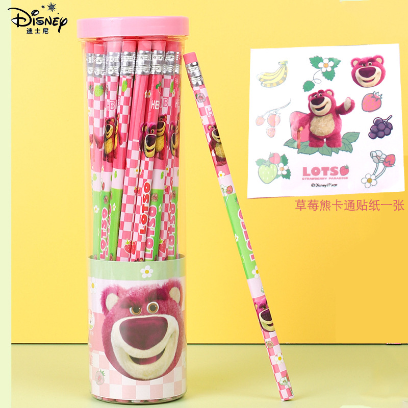 Strawberry Bear Triangular Pole Hexagonal Pole Wooden Pencil Primary School Girl Ice and Snow Elsa Kindergarten Baby Hb Writing Pen