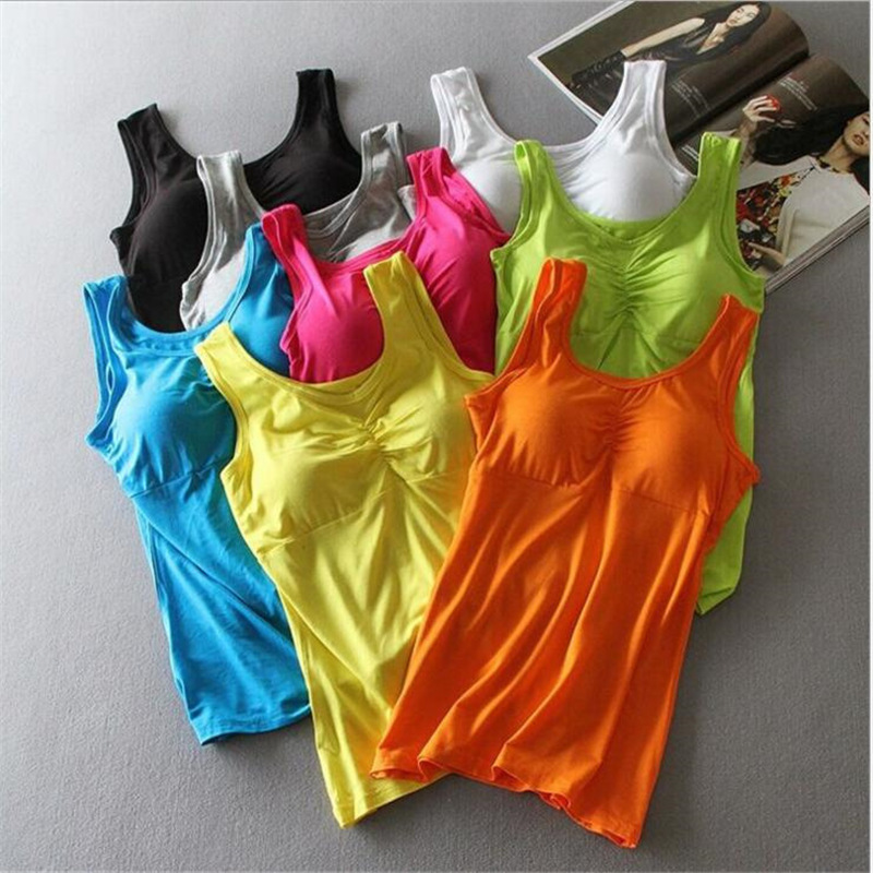 Picture of Candy Color Steel Ring Comfortable Base Solid Color Sling Bust Cotton Vest Belt Chest Pad No Wear Bra Vest Sports Large Size
