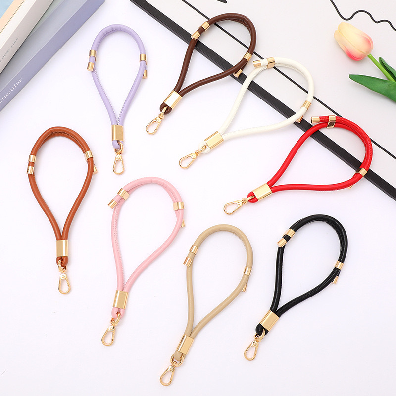 Simple Solid Color All-match Adjustable Anti-lost Portable Lanyard Imitation Leather Key Chain Mobile Phone Bag Pendant Advanced Sense PU