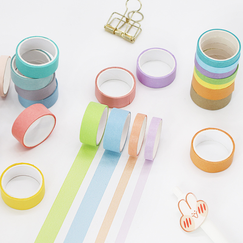 Picture of Wheat youth macaroon and paper tape solid color DIY decorative stickers 3 boxed 12 color hand account tape material