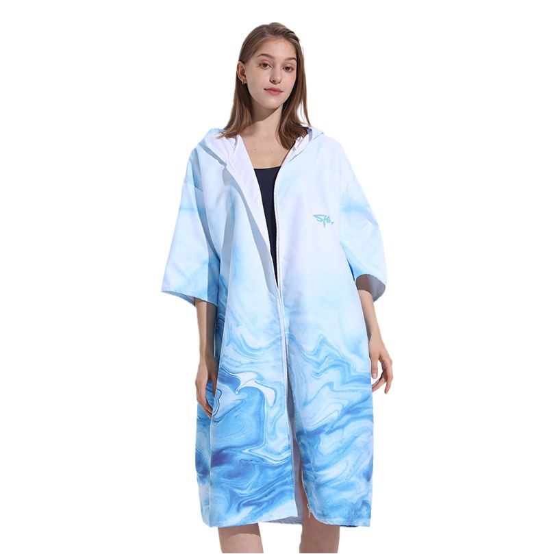 2023 New Zipper Quick Drying Cape Diving Surfing Swimming Equipment Absorbent Quick Drying Adult Beach Bathrobe