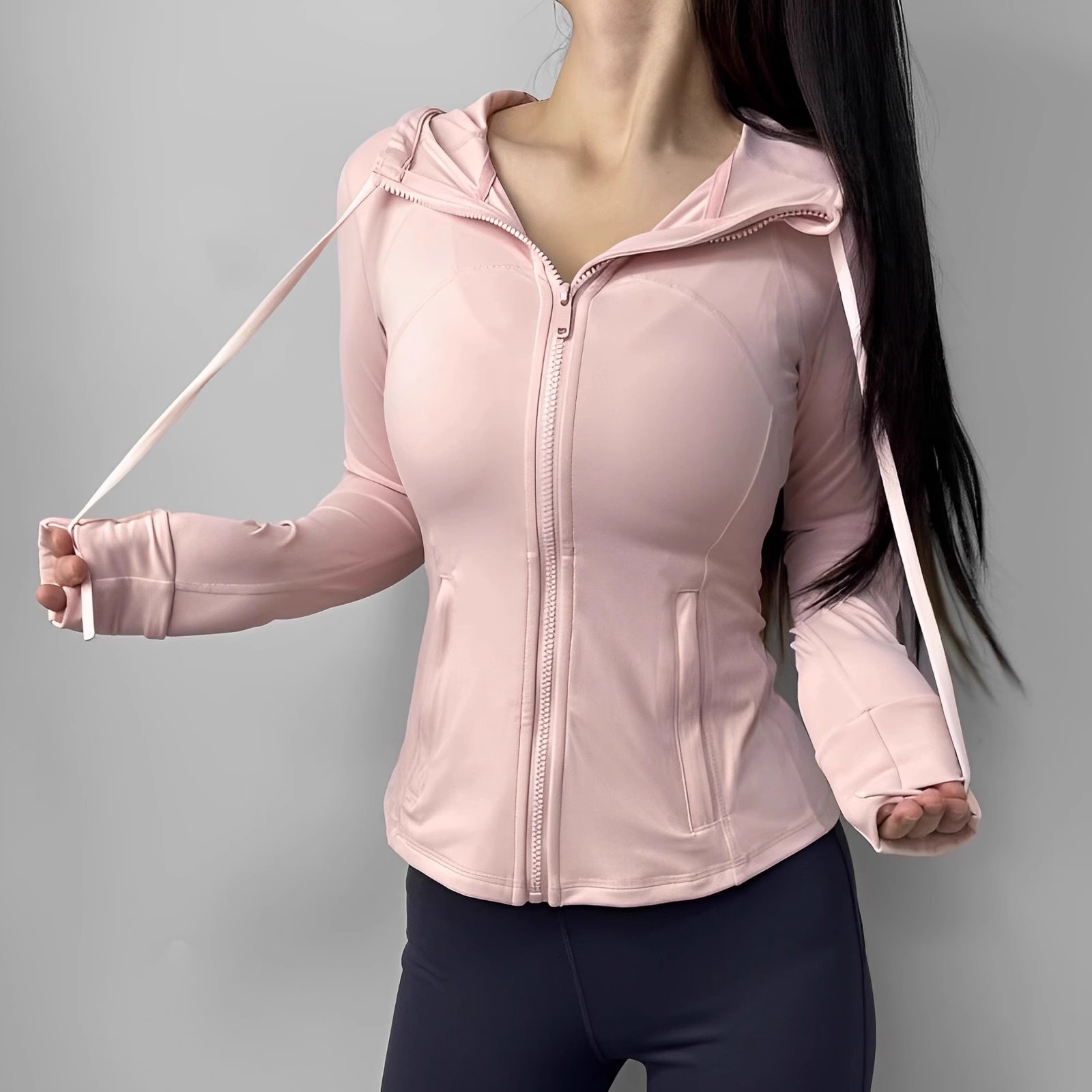 Picture of Lulu Same Style Spring and Autumn Women's Sports Jacket Yoga Clothes Top Casual Outdoor Collar Long Yoga Long Sleeve Jacket