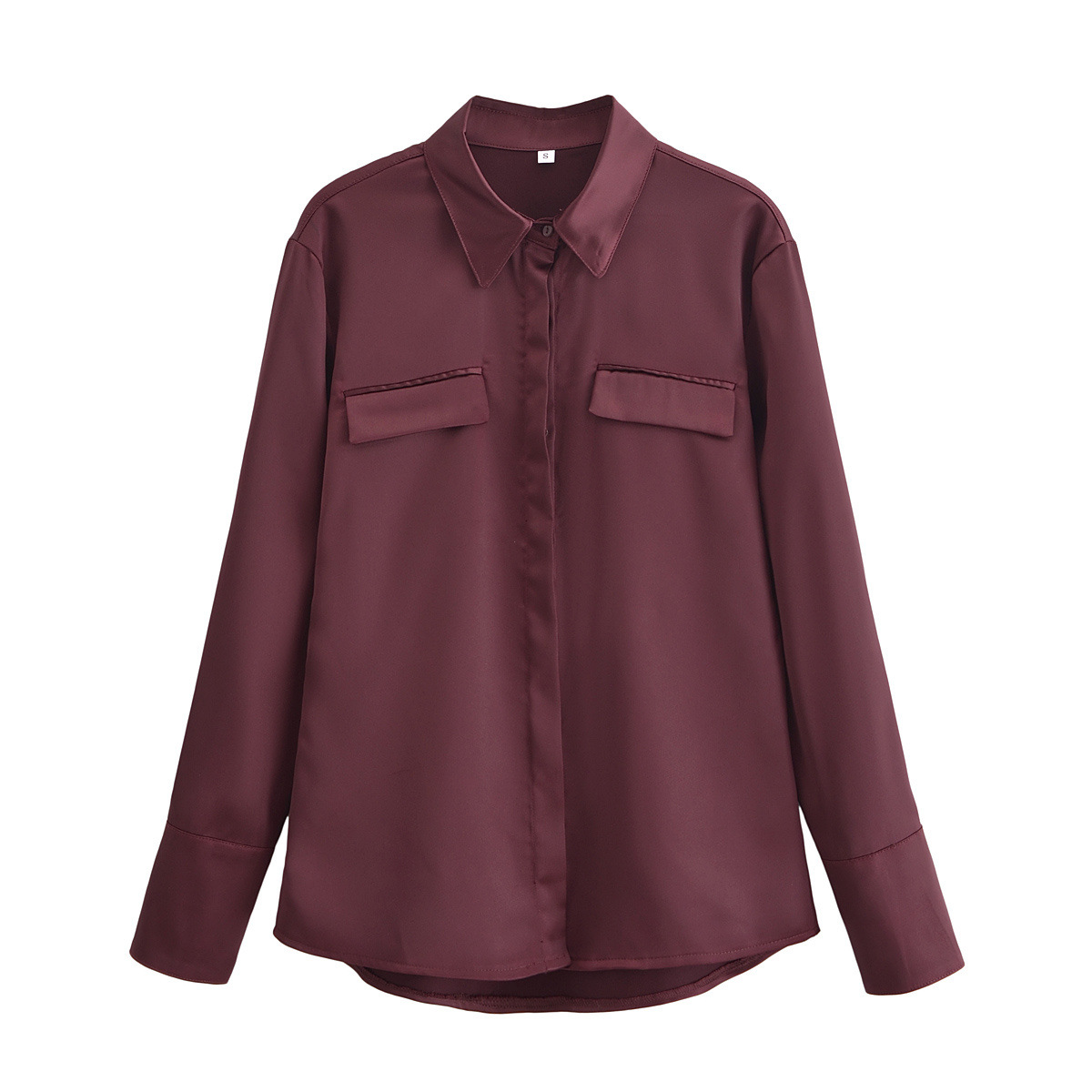 ZA cross-border women's clothing wholesale European and American style spring new fashion temperament satin texture long sleeve shirt 8987213