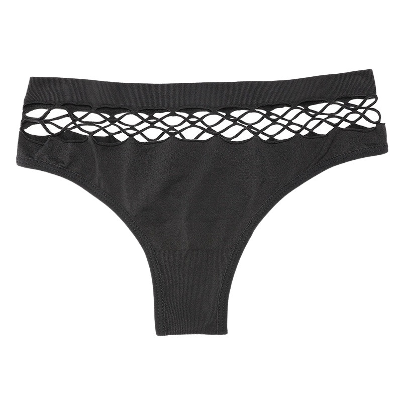 European and American Sexy Seamless T-Thong Fishing Net Slim Mid-Waist High Elastic Comfortable Girls' Sexy Hip-Lifting Briefs