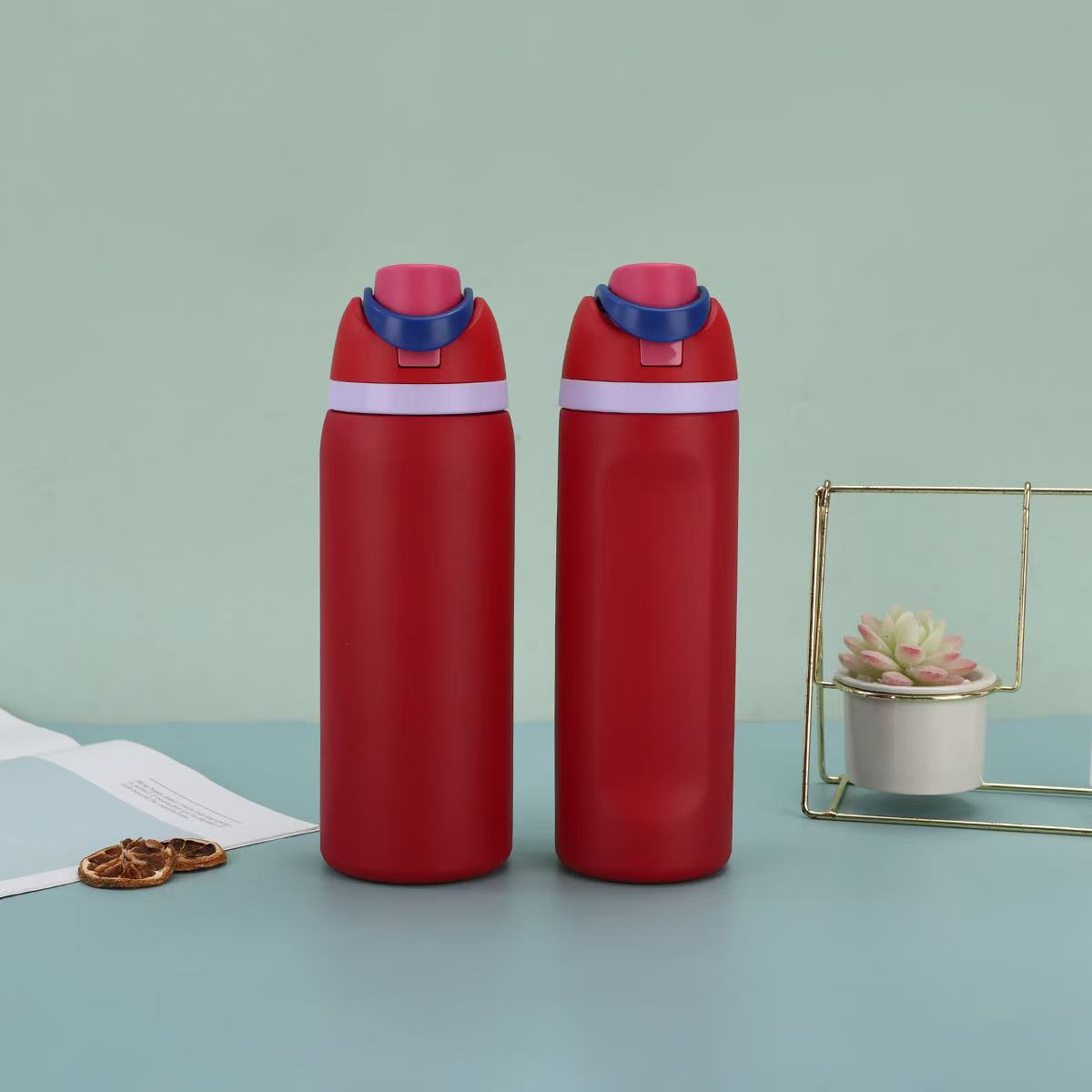 Picture of Cross-Border Double-Drink Lid Stainless Steel Thermos Cup for Men and Women, Outdoor Sports Fruit Cup 304 Stainless Steel Thermos Cup