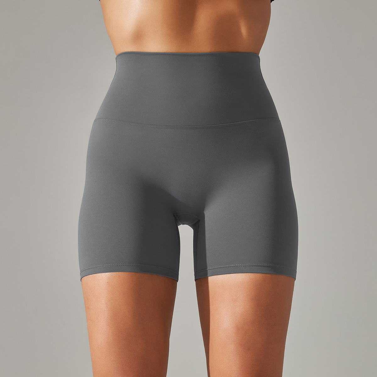 Picture of Spring and Summer New Solid Color Yoga Shorts Double-Sided Brushed Tight-Fitting High-Waist Elastic Sports Fitness Three-Point Yoga Pants for Women