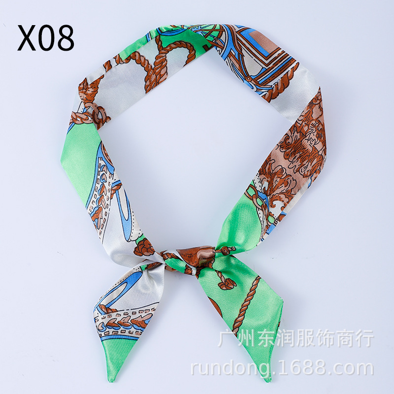 Picture of Silk Scarf Wholesale Long Beveled Small Silk Scarf Double-layer All-match Hair Belt Ribbon Decoration Tie Bag Hand Gift Box Silk Scarf