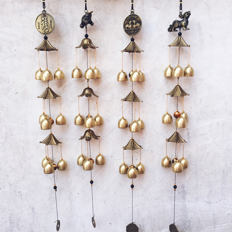 Three-layer Pastoral Copper Alloy Wind Bell Buddha Hanging Decoration Door Decoration Shop Door Bell Tourist Area Metal Bell Decoration