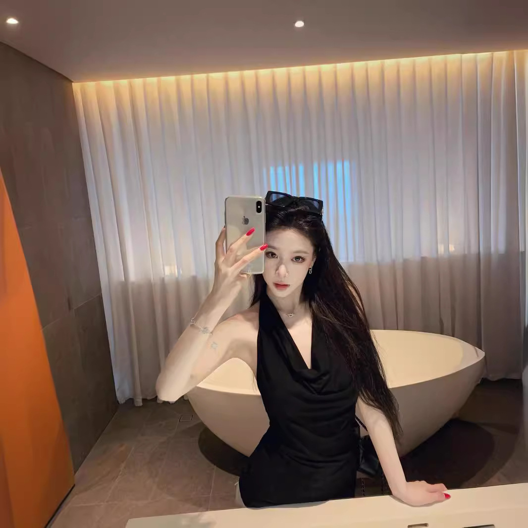 Lazy Overseas Chinese Fuduo * Original Korean Style Neck Sweat Top Elegant Spice Girl Sleeveless Slimming Small Top