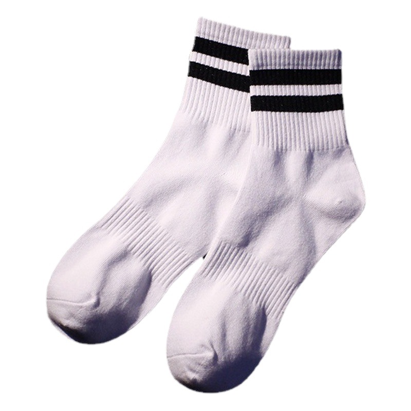 Socks men's trendy cotton two-bar sports socks boys idle breathable sweat-absorbent basketball socks manufacturers wholesale