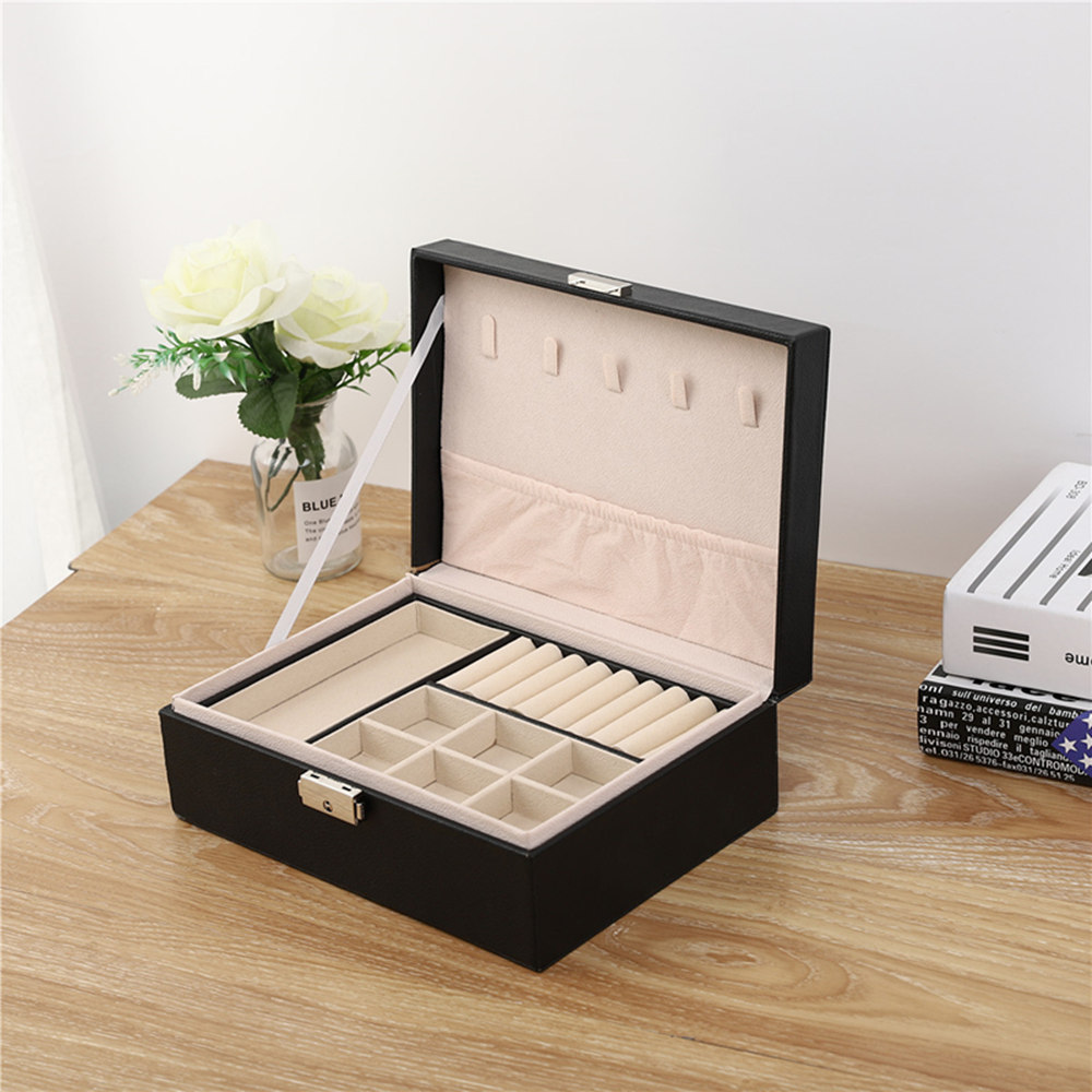 Picture of Jewelry Storage Box Pu Large Capacity Jewelry Packaging Earrings Necklace Portable Travel Jewelry Box Wholesale Zipper