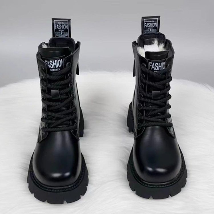 Picture of Fleece and thickened large cotton boots 2025 fall/winter new warm snow boots with thick soles and non-slip thick heels Martin boots for women
