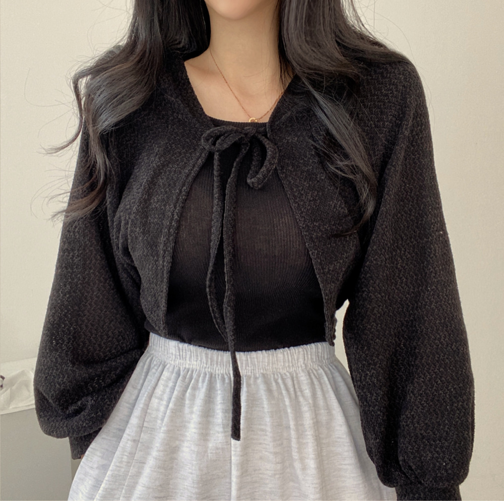 Picture of Cross-border Factory Thailand Lantern Sleeve Short Thin Cardigan Summer Sun Protection Clothes Joker Strap Coat Women's Air-conditioning Shirt