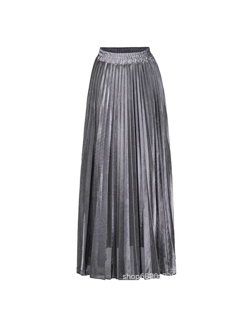 2025 New Pleated Skirt Long Skirt Wholesale European and American High Waist Large Hem Pleated Skirt