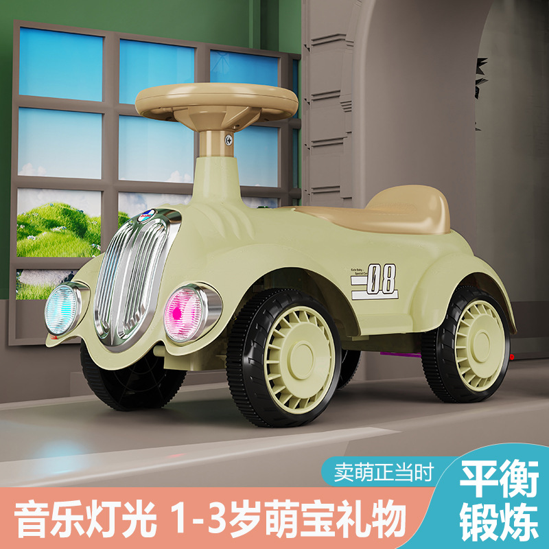 Picture of Children's scooter four-wheel balance car children's bicycle scooter retro children's toy car music Light