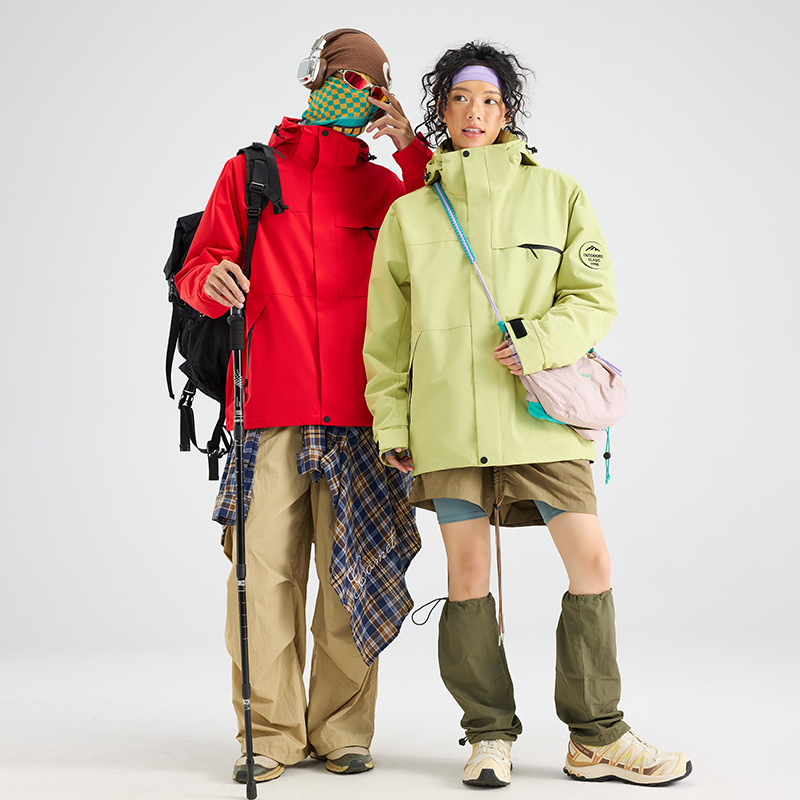 Luo Tuo's same jacket women's three-in-one outdoor detachable jacket men's windproof waterproof fleece warm mountaineering suit