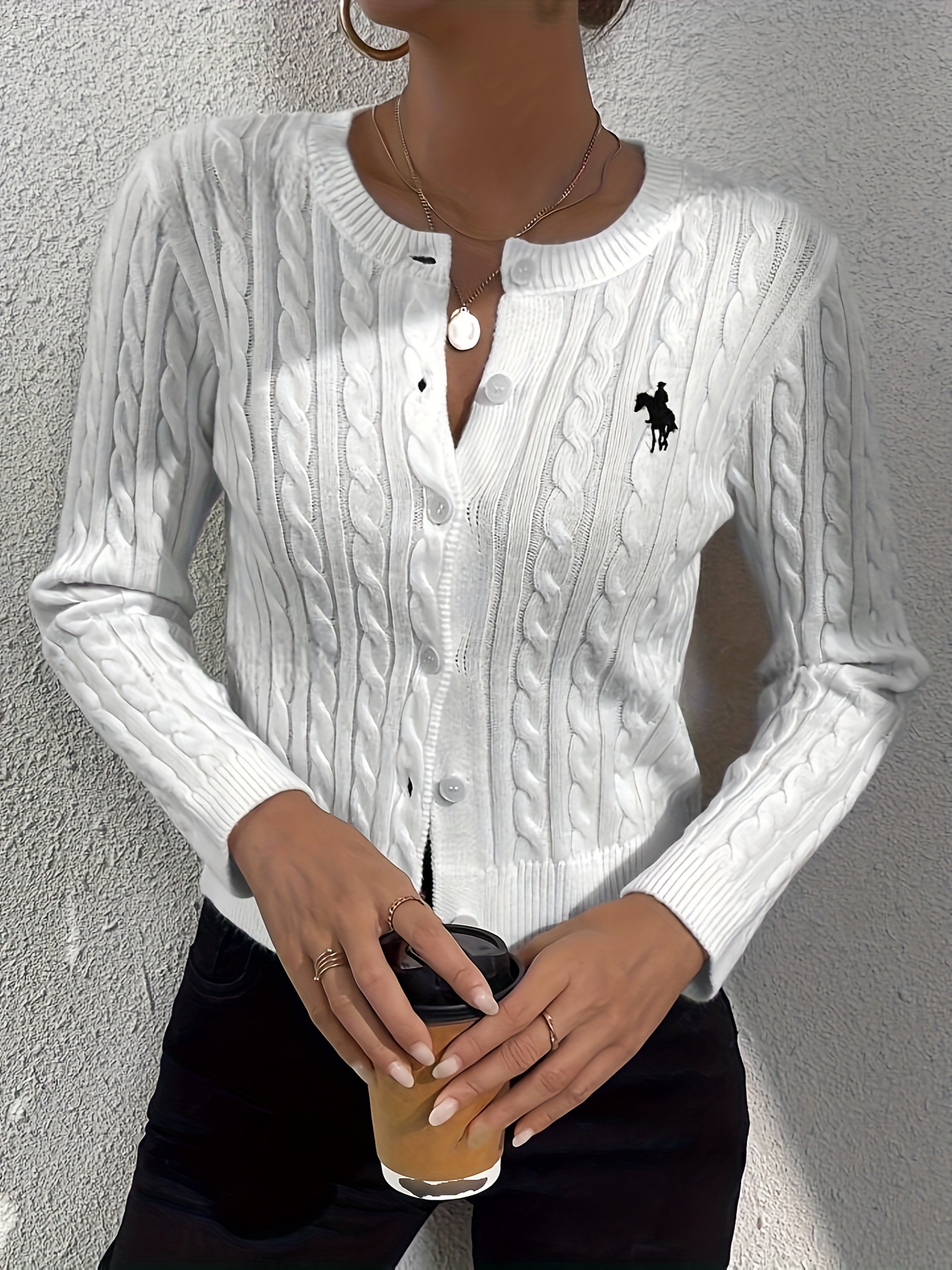 2024 Autumn and Winter Casual Slimming Twist Knit Button Cardigan Cross-Border Platform Supply Chain