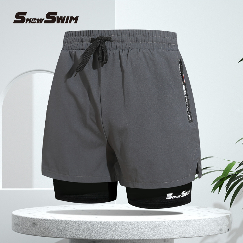 Picture of Men's double-layer swimming trunks boxer adult quick-drying anti-embarrassment swimming trunks beach pants hot spring swimming equipment suit