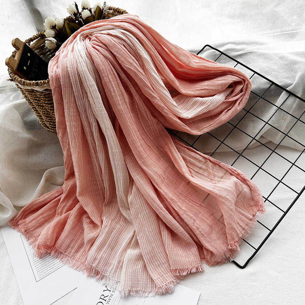 Picture of Amazon Hot Autumn New European and American Striped All-match Silk Scarf Women's Artistic Foreign Style Shawl Men's Cotton Scarf