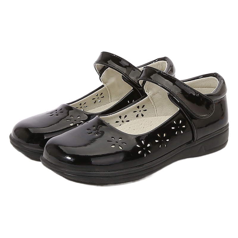Girls' Leather Shoes 2025 Autumn Children's Single Shoes Soft Sole Princess Shoes British Style Black Student Performance Shoes Wear-Resistant