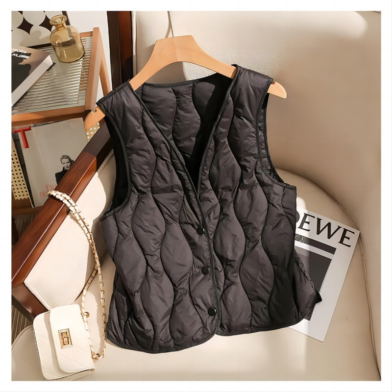 Picture of Light Vest for Inside and Outside Wear 2024 New Spring Autumn and Winter Ware Warm Cold-proof Button Cotton-padded Coat for Women