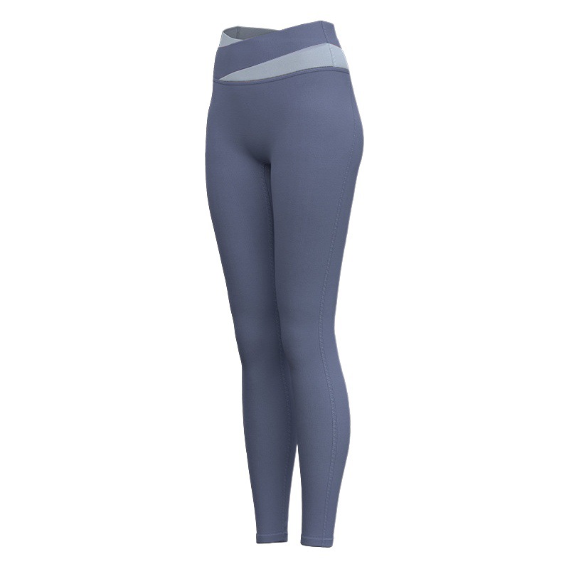Picture of Stitching Color Contrast High Waist Yoga Pants Women's Hip Lifter and Belly Tight Stretch Cross Waist Fitness Pants Running Sports Yoga Pants