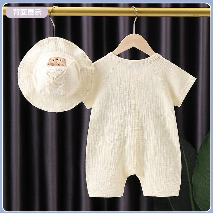 Picture of Baby Summer Thin Clothes Gauze Pure Cotton Jumpsuit Baby Short-sleeved Hare Clothes for Boys and Girls Baby Climbing Clothes for Going Out