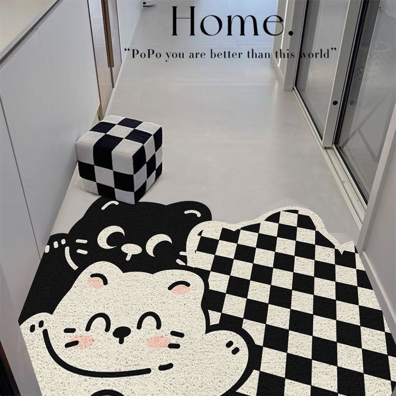 Cartoon puppy silk ring floor mat can be cut into the door floor mat easy to take care of dirt-resistant floor mat scraping mud dirt foot mat