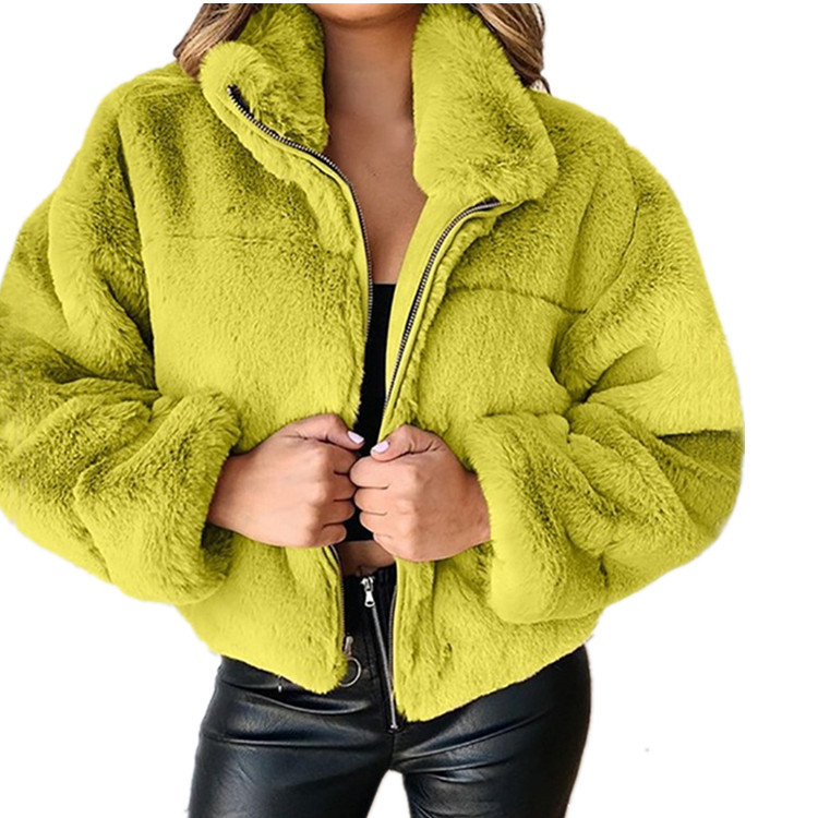 Picture of 2024 cross-border Amazon explosions European and American women's autumn and winter rabbit fur zipper cardigan plush warm coat