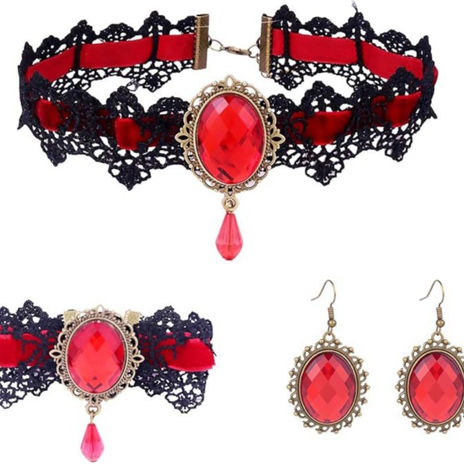 Picture of European and American Cross-Border Best-Selling Necklace Gothic Retro Punk Choker Lace Necklace Braided Choker Clavicle Chain for Women