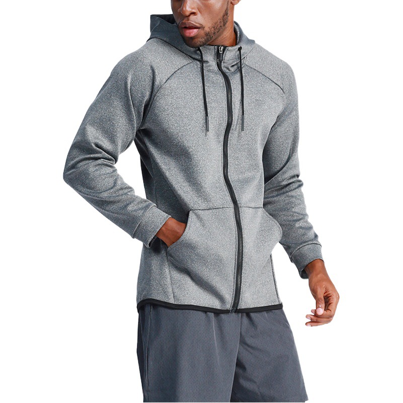Black Quick-Drying Fitness Sports Jacket Men's Long-Sleeved Casual Basketball Outdoor Running Jacket Men's Hoodie