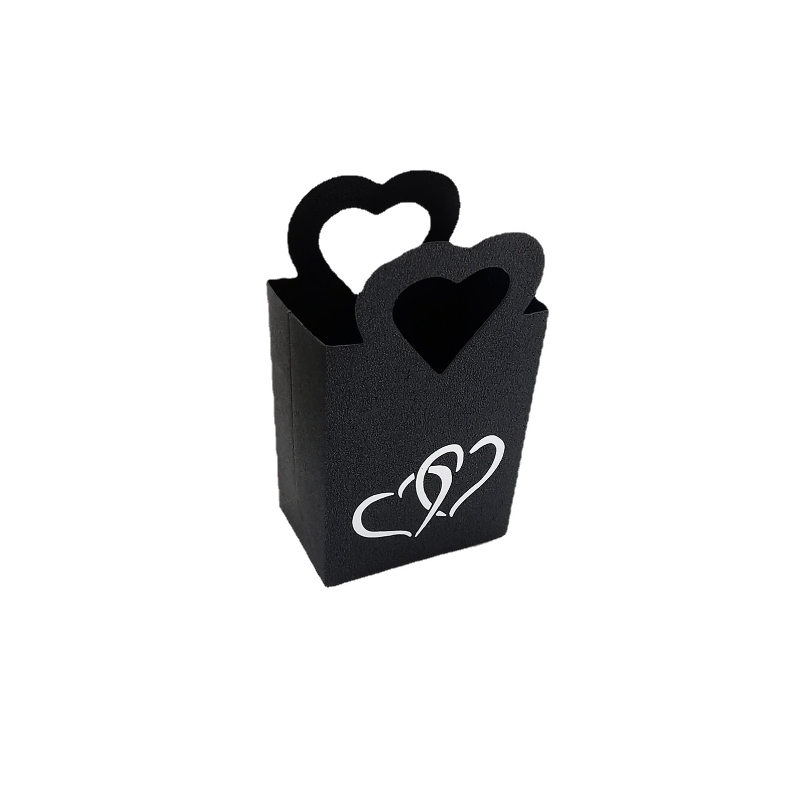 Picture of Mini Gift Box Handbag Small Pearlescent Paper Wedding Candy Box Hot Silver Love Gift Packaging Hand Carry Heart