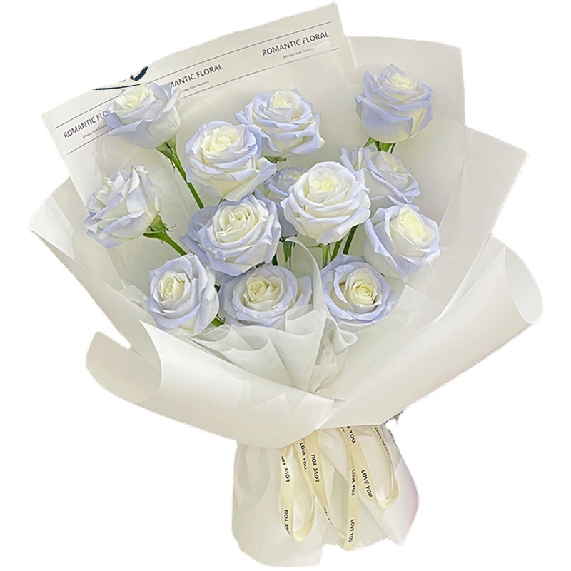 Flower Shadow English Cyber Celebrous Solid Color High Texture White Cowhide Thickened Paper Rose Bouquet Flower Art Flower Bag Diy Material