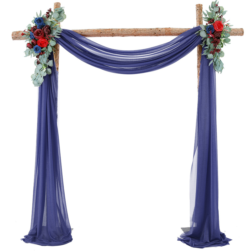 Picture of Cross-Border Popular Wedding Forest Lawn Outdoor Arch Decoration Wedding Arrangement Curtain Pearl Chiffon Gauze Curtain