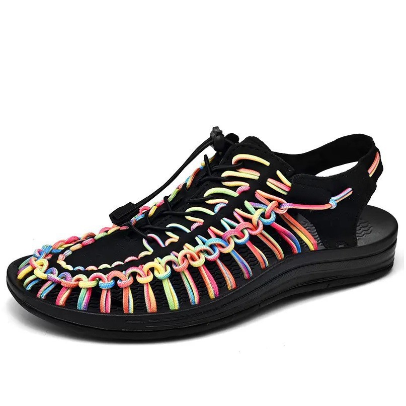 2025 Casual Men's Shoes Spring and Summer Amazon Independent Station Woven Sandals Beach Shoes Baotou Slip-On Lazy Shoes