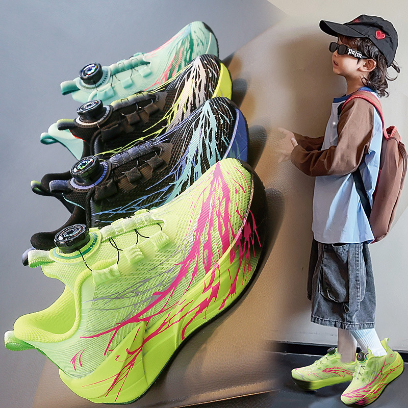 Children's Running Shoes 2025 Spring and Autumn New Mesh Breathable Sneakers Professional Racing Ultralight Shock-Absorbing Boys Running Shoes